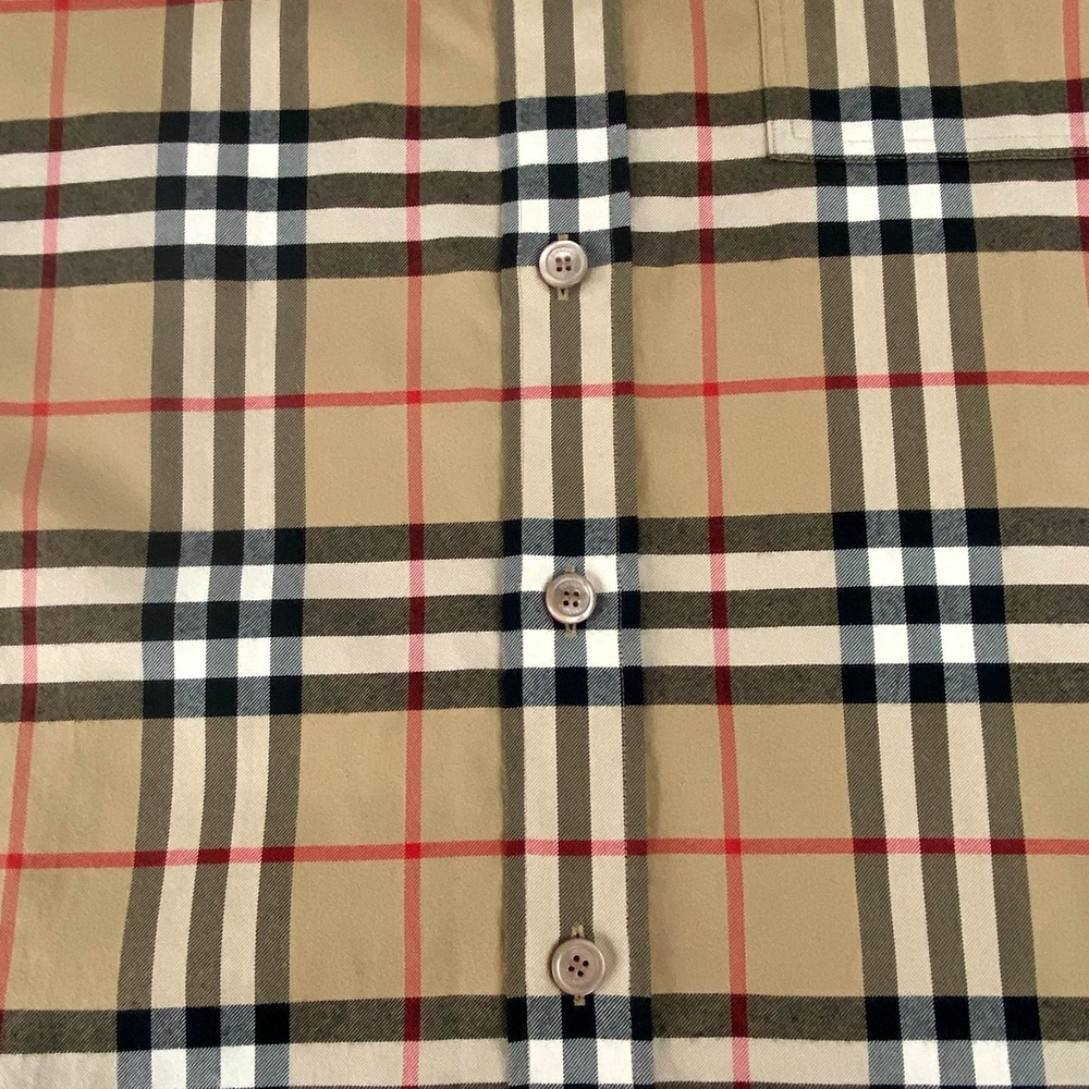 Burberry London Long Sleeve Shirt Women's XXL Button Up Pocket Cotton Plaid LKNU - Picture 4 of 7